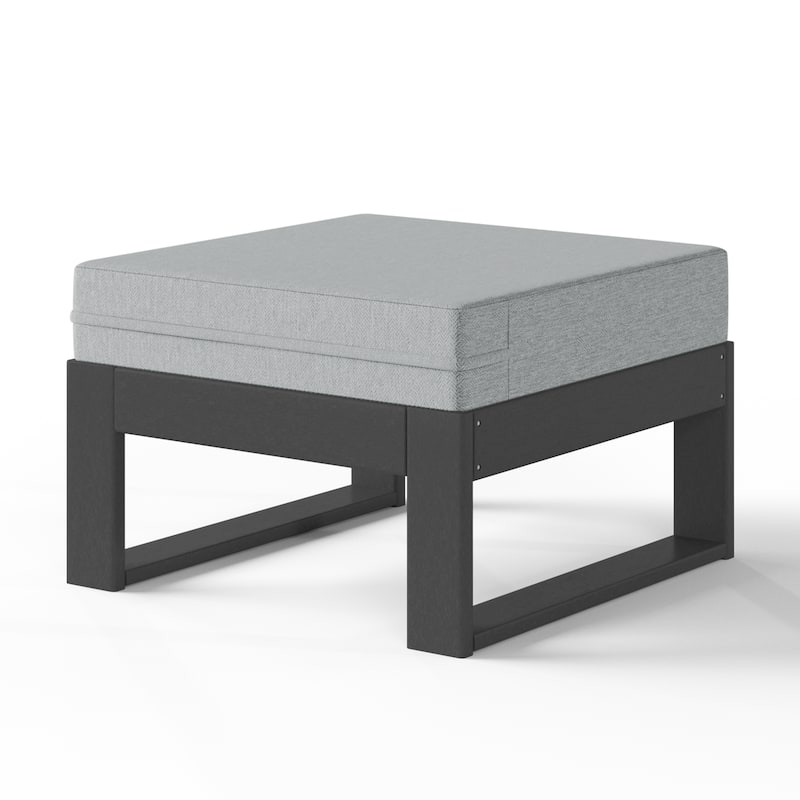 Polytrends Endless Patio Deep Seating Ottoman with Gray Frame