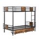 preview thumbnail 7 of 21, Twin XL over Twin XL Metal Bunk Bed with MDF Board Guardrail and Two Storage Drawers