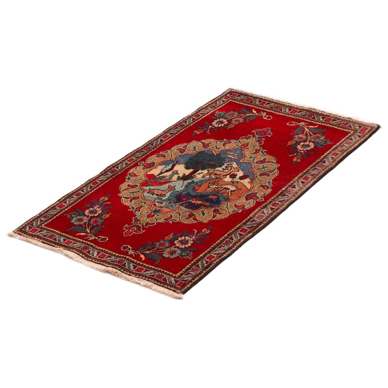 ECARPETGALLERY Hand-knotted Kayseri Red Wool Rug - 2'10 x 4'7