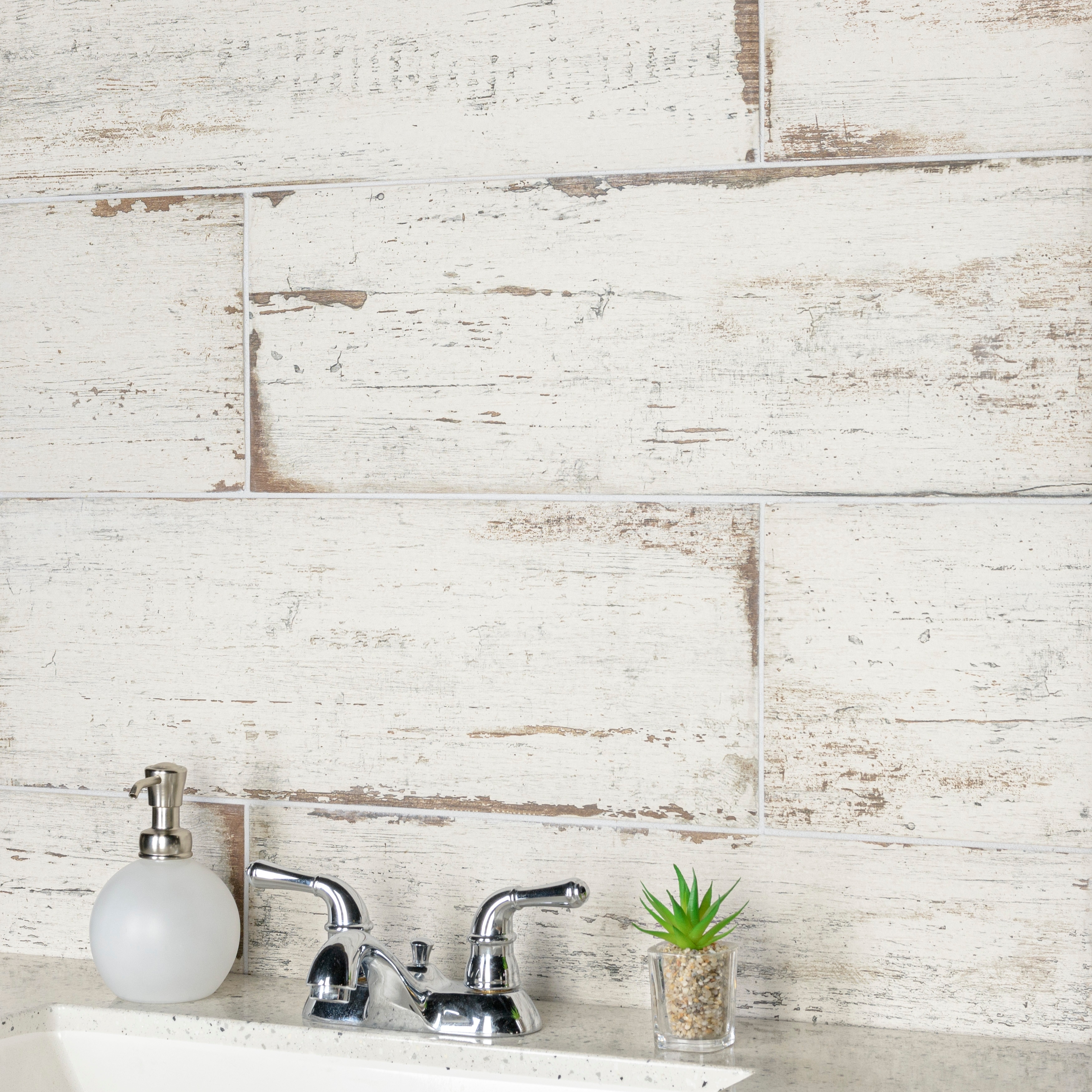 Merola Tile Retro Blanc 8-1/4" x 23-1/2" Porcelain Floor and Wall Tile