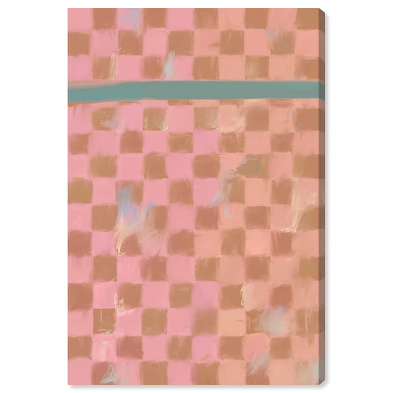 Wynwood Studio Canvas Abstract Checkered Fabric Pink and Modern & Contemporary Wall Art Canvas Print