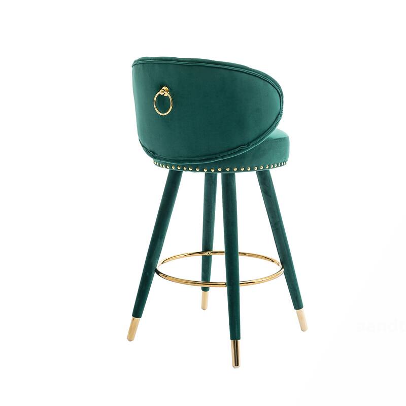 2PCS Counter Height Bar Stools With Solid Wood Legs