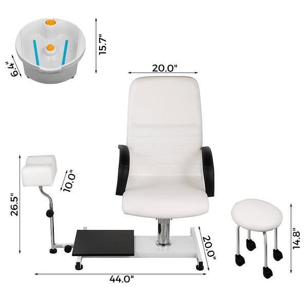 VEVOR White Hydraulic Lift Adjustable Spa Pedicure Unit with Easy-Clean ...