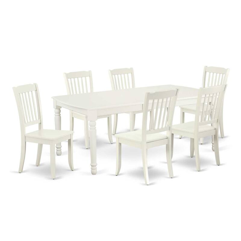 African Adventure Dining Set - 7Pc Rectangular Table & 6 Chairs - 60x78 Inch Table with Leaf