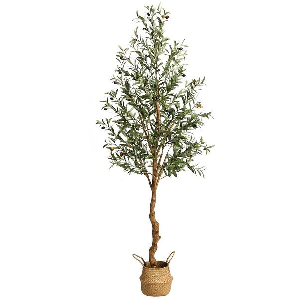 slide 2 of 6, Artificial Olive Tree 6FT(72in) Tall Faux Silk Olive Trees - 6x6x72in Green - 6x6x72in