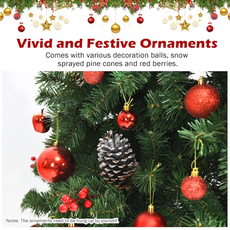 Gymax 5/6/7 FT Pre-lit Artificial Christmas Tree Hinged Xmas Tree - See Details