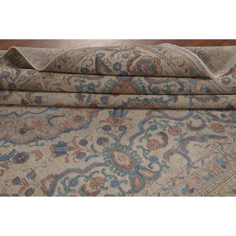 Tabriz Persian Vintage Area Rug Hand-Knotted Traditional Wool Carpet - 8'2" x 11'8"
