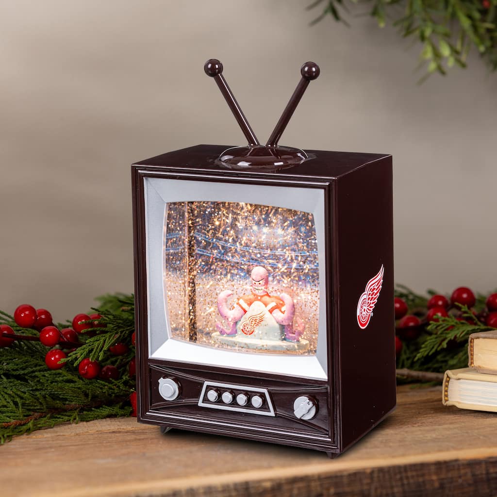 Detroit Red Wings 8 in. Vintage TV Light Up Water Lantern Snow Globe with Mascot