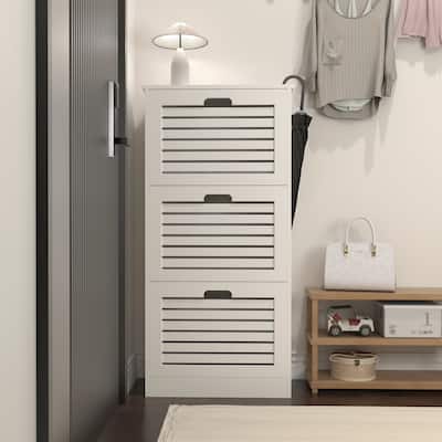 Shoe Cabinet with 3 Flip Drawers, Large Capacity Wooden Shoe Storage Cabinet, Shoe Rack with Adjustable Shelves