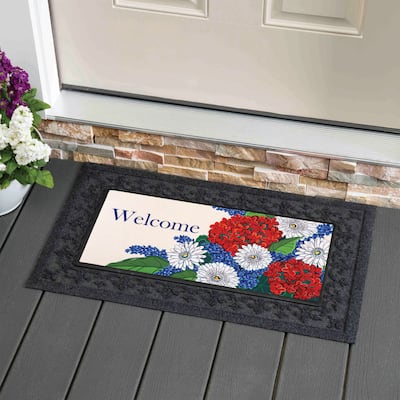 22 in. x 10 in. USA Patriotic Floral Watering Can Sassafras Switch Mat