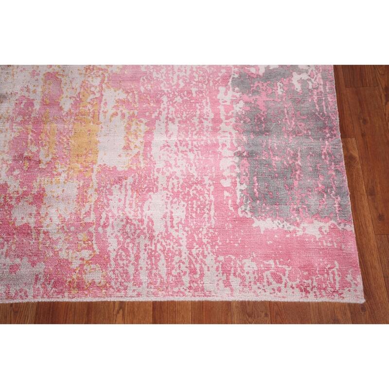 Contemporary Abstract Indian Area Rug Hand-Knotted Modern Wool Carpet - 5'11"x 8'11"