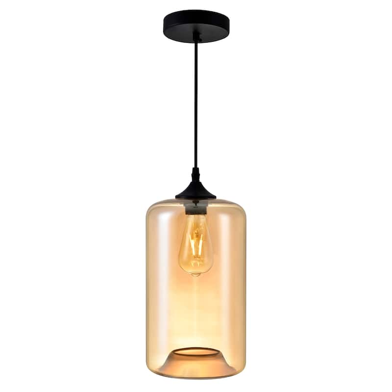 Glass 1 Light 7in Cognac Down Mini Pendant - Transparent Cognac - Transparent Cognac