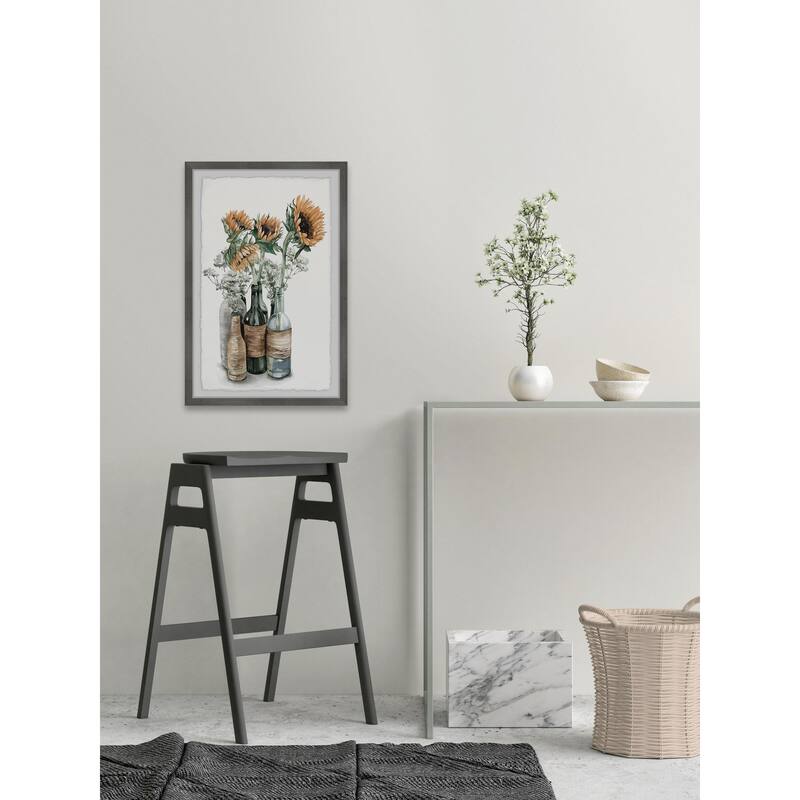 Sunflower Centerpiece Painting Print - Framed Wall Art for Home Decor - Vibrant Floral Artwork