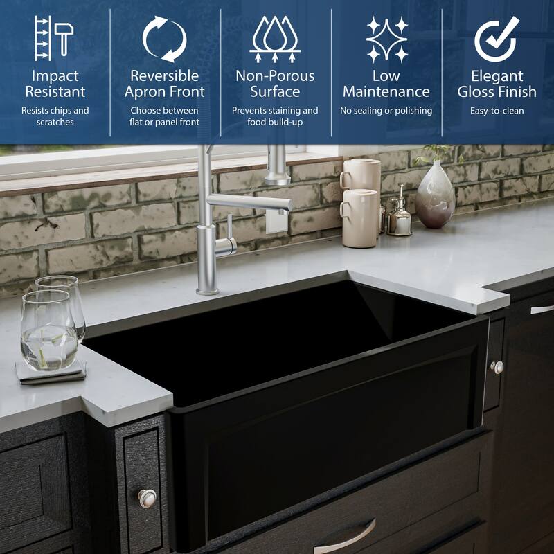 Karran USA FCP33SB Karran FCP33SBWH 33" Single Bowl Panel Front