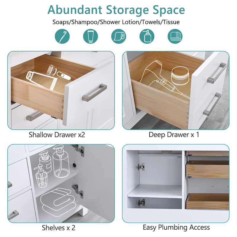 Nephelily 48" 60" 72" Uni-Vanity Bathroom Cabinet with Tall Drawer