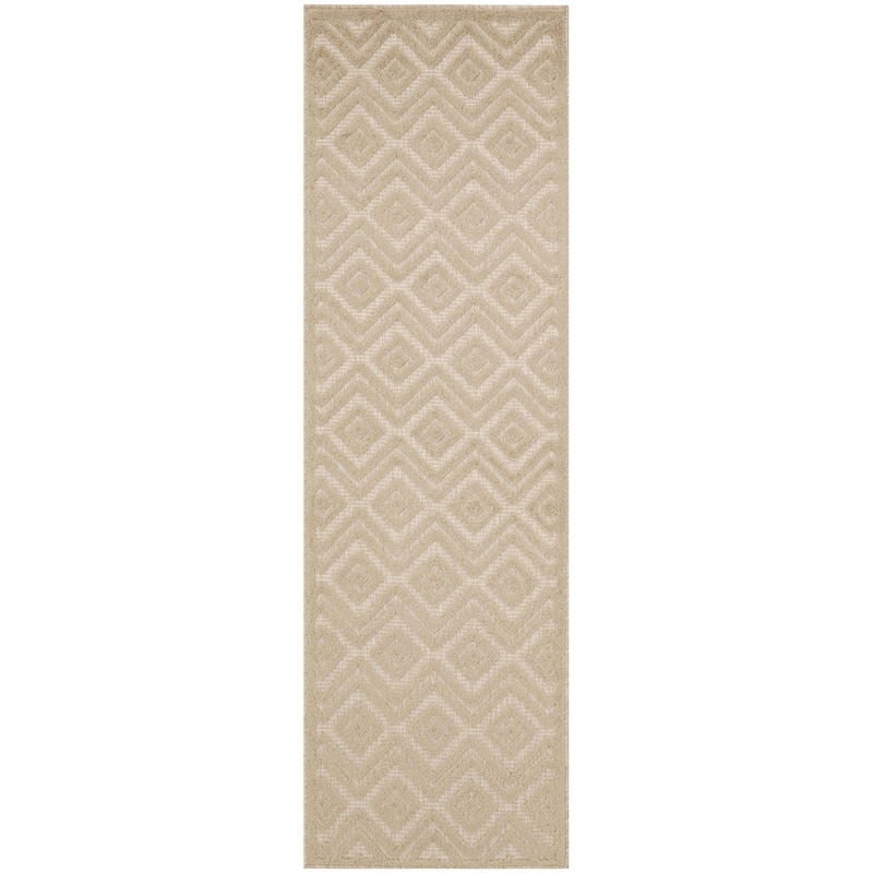 Nourison Versatile Indoor/Outdoor Geometric Flatweave Area Rug - 2'2" x 7'6 - Cream