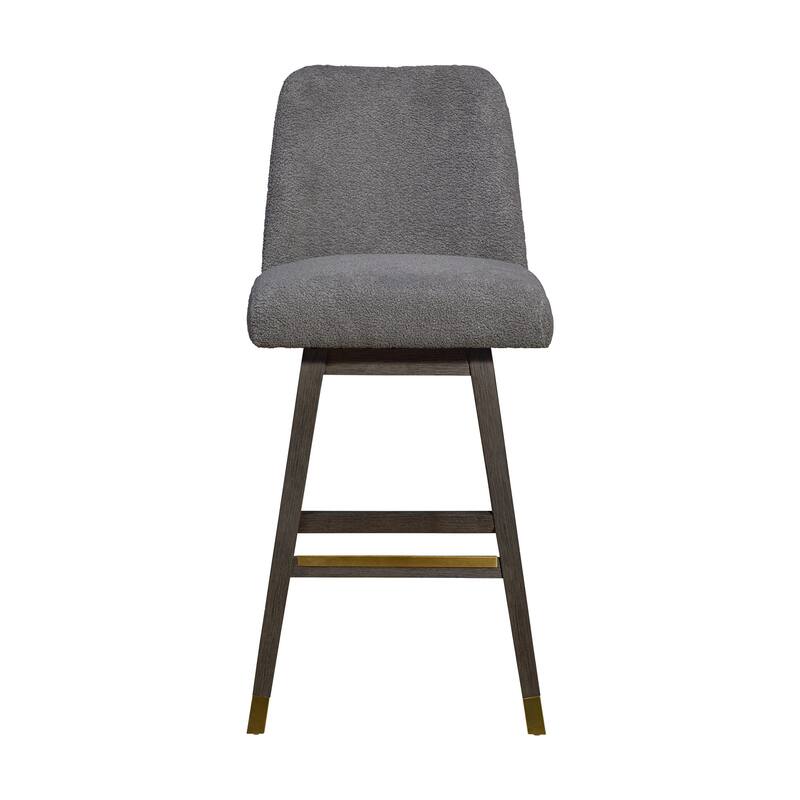 HomeRoots 30" Gray Solid Wood Bar Height Swivel Bar Chair