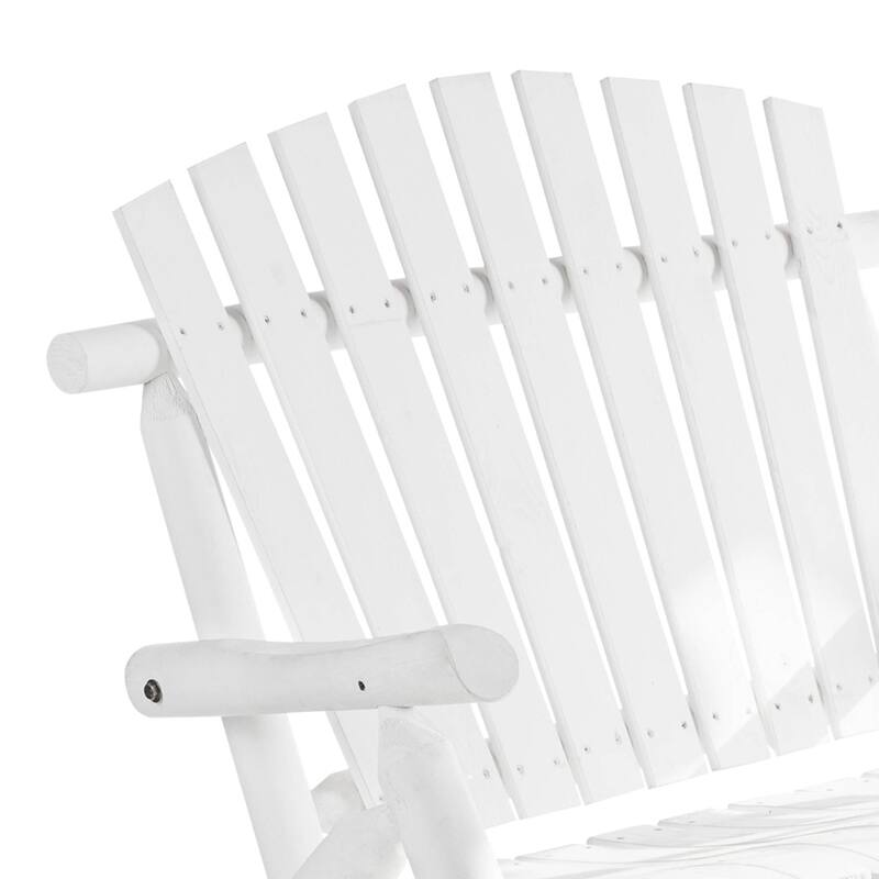Outsunny 2-Person Wooden Adirondack Rocking with Slatted Design for Backyard, Porch, Poolside