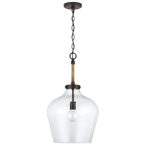 Boland 1-light Hanging Pendant w/ Clear Seeded Glass