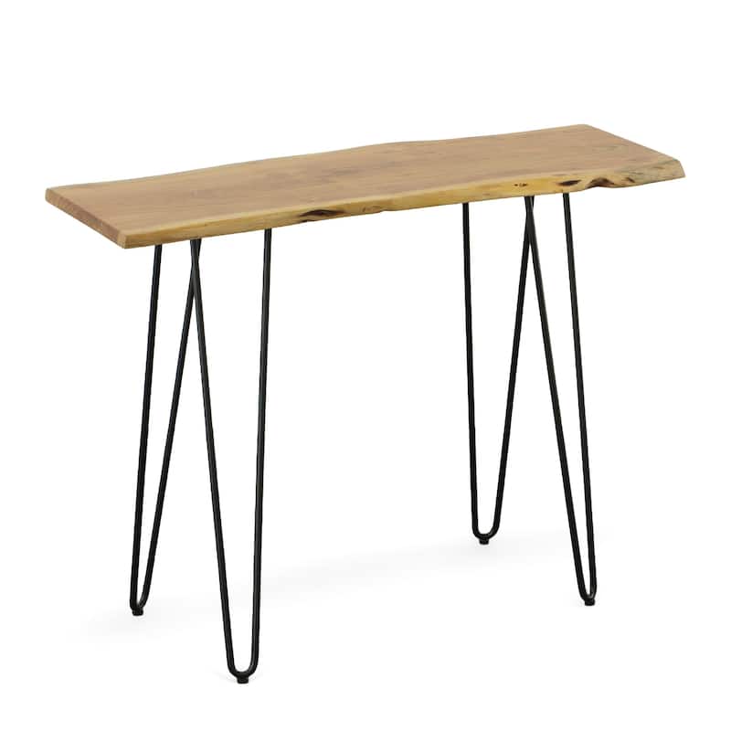 Carolina Living Seti Live Edge Console Table - Natural Top - Black Base