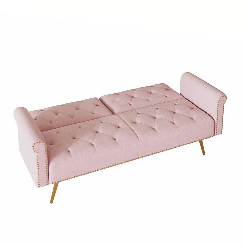 Velvet Tufted Back With 3 Pillow