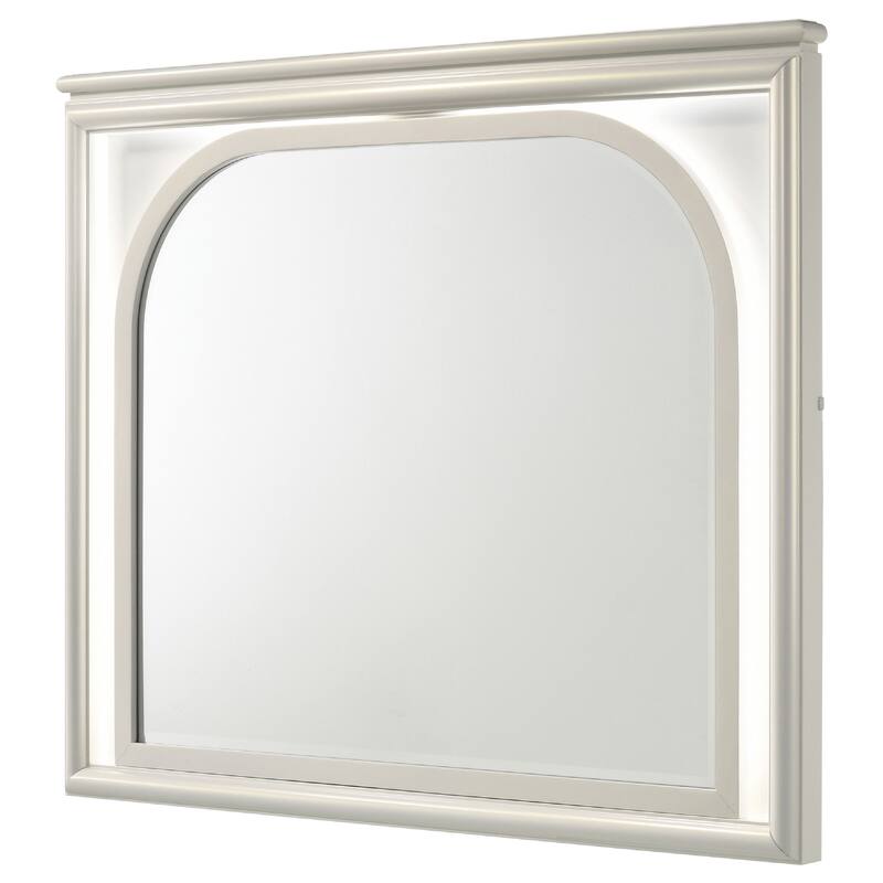 Ory Dresser Mirror, Touch LED Lighting, Pearl White Wood, 36 Inch - Pearl White