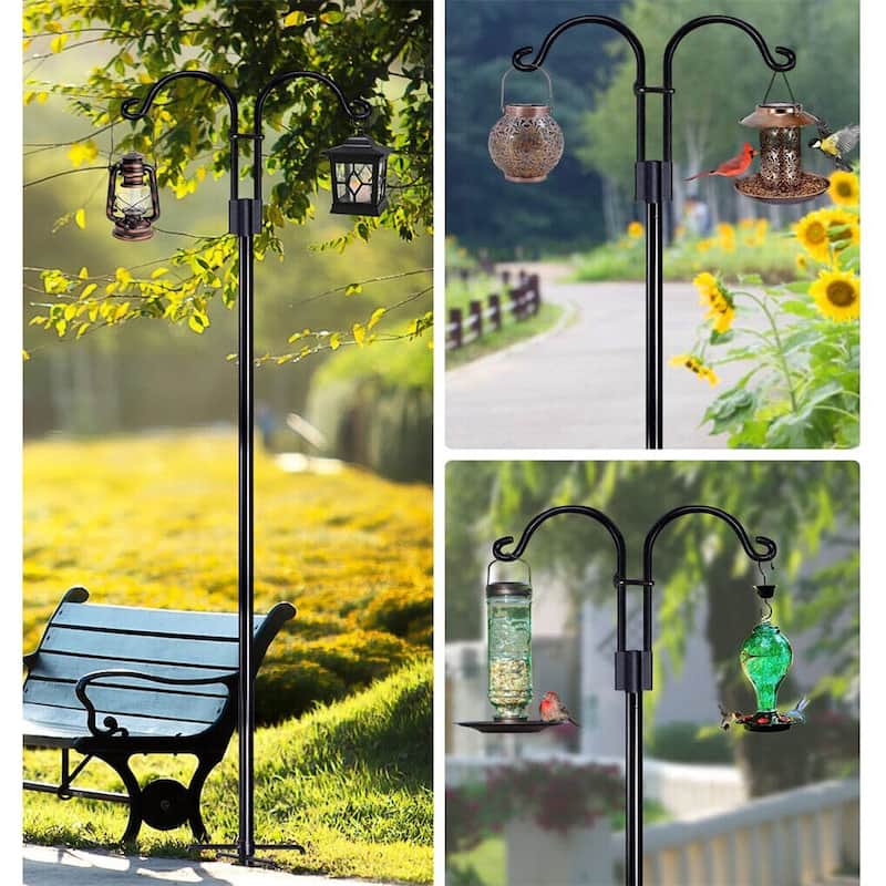 Heavy Duty Shepherd Hooks Metal Garden Bird Feeder Hanging with7 Prongs Set of 2