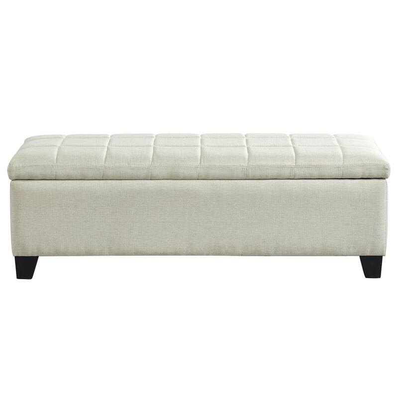 48" Beige Solid Rectangular Storage Ottoman
