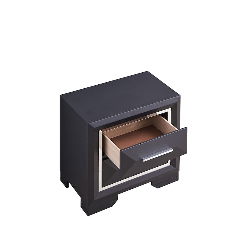 Modern Bedroom Cabinet with Two Drawers Storage Nightstand Bedside Table for Bedroom