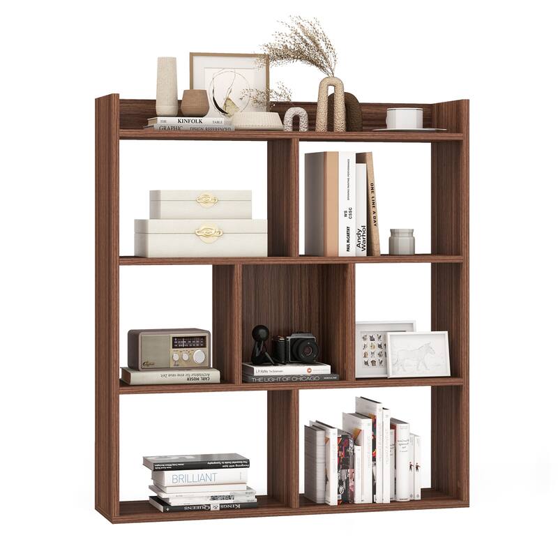 7 Cubes Open-Back Bookshelf with Anti-Toppling Devices - 31.5" x 8" x 35.5" (L x W x H)