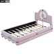 preview thumbnail 18 of 24, Twin/Full Size Upholstered Platform Bed with LED Headboard, Cute Kids Bed Frame Pink Floor Bed