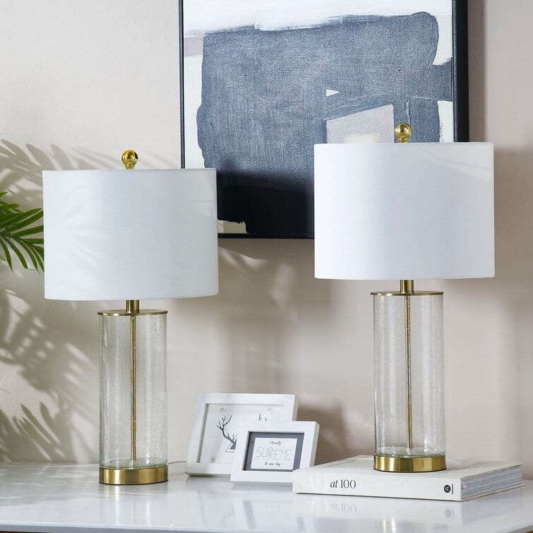 23.75" Clear Glass Table Lamp Set (Set of 2) - 13*13*23.75