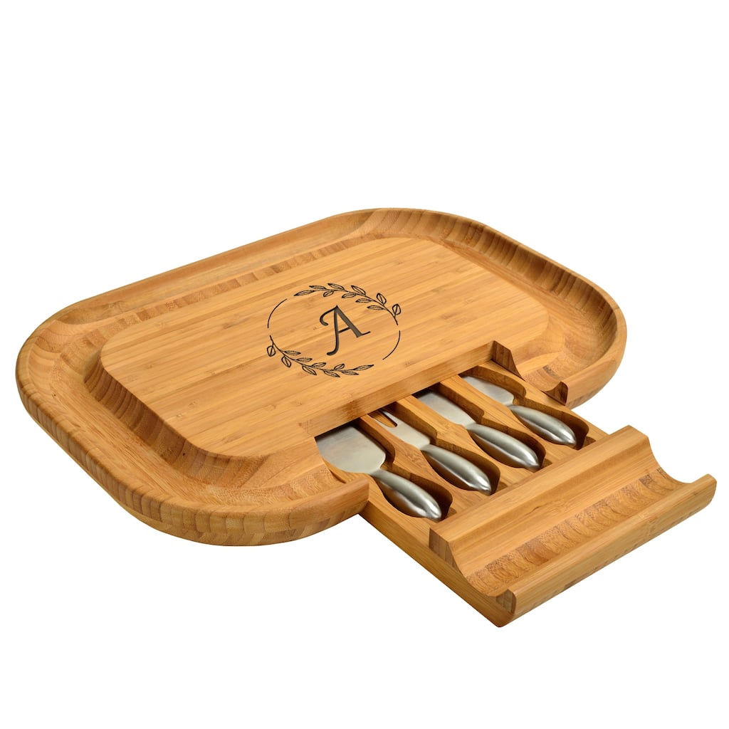 Picnic at Ascot - Personalized Large Bamboo Cheese, Charcuterie Board Set