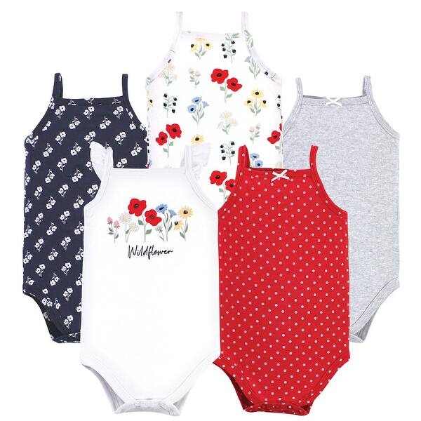 slide 1 of 1, Hudson Baby Infant Girl Cotton Sleeveless Bodysuits, Wildflower 0-3 Months - Wildflower