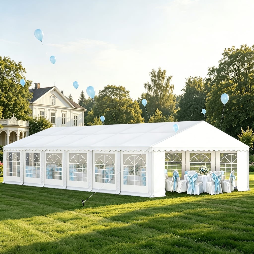 MAISON ARTS 20X40FT Heavy Duty Party Tent with Removable Sidewalls Outdoor PE/Iron Large Event Wedding Gazebo Canopy Tent