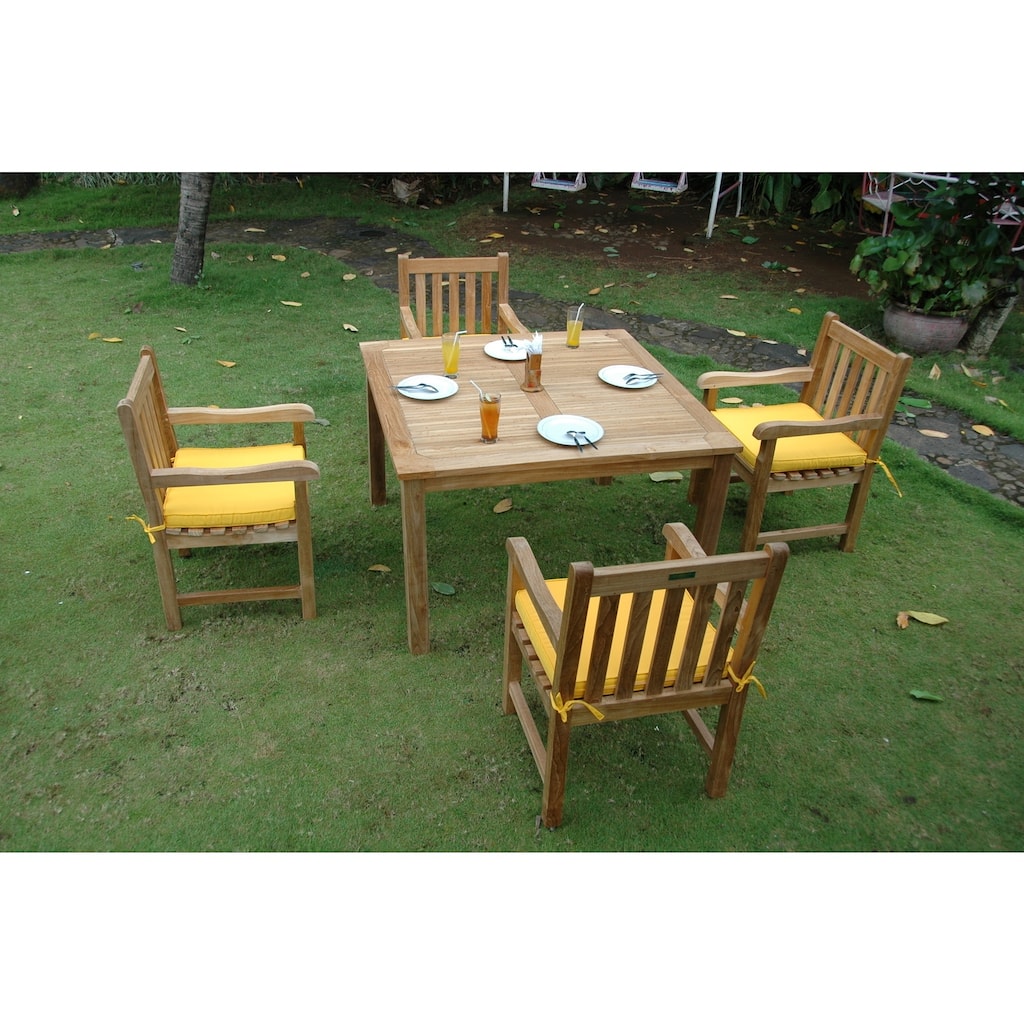 Classic Outdoor Dining Set - 5 Piece Patio Table & Armchair Set