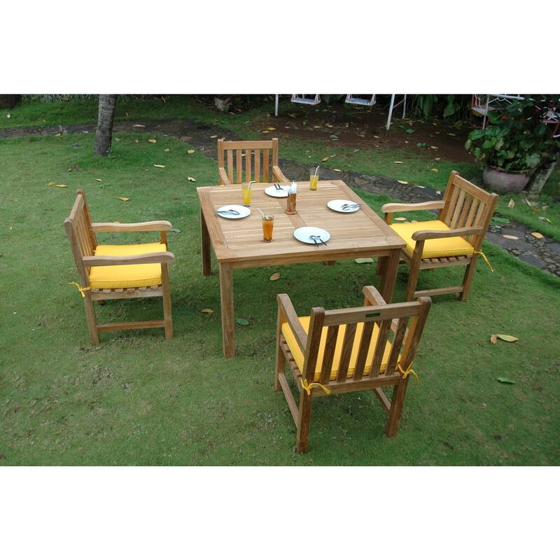 Classic Outdoor Dining Set - 5 Piece Patio Table & Armchair Set