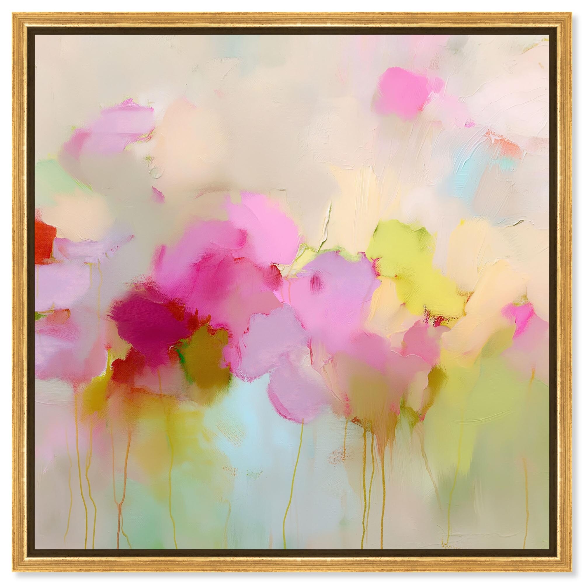 Pink and Chartreuse II Living Room Art Canvas Print by Art Remedy