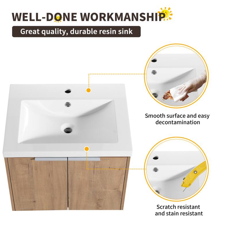 Beingnext 24"/36"/48"/60"/72"/84" Bathroom Vanity with Sink, Floating Bathroom Vanity with Soft Close Door and Shelf