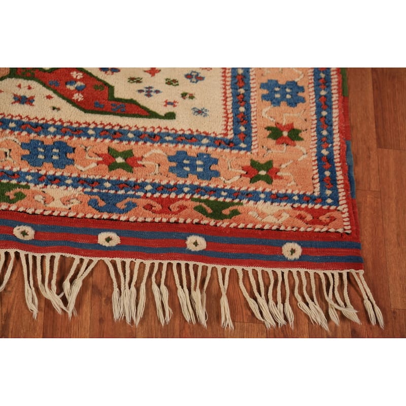 Geometric Anatolian Turkish Rug Handmade Wool Carpet - 5'4" x 6'2"