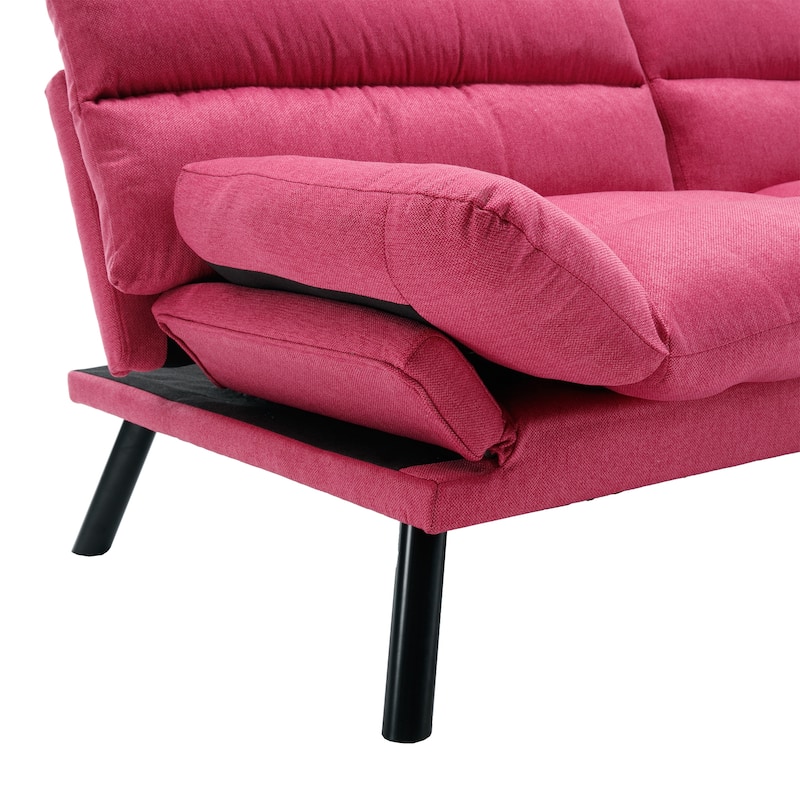 70.08" 2-Seater Sofa Bed, Linen, Microsuede, Teddy