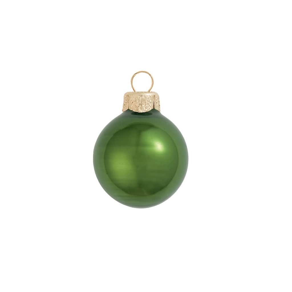 Pearl Finish Glass Christmas Ball Ornaments - 2.75" (70mm) - Green Moss - 12ct