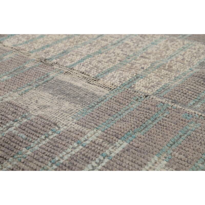Moroccan Oriental Area Rug Handmade Grey Wool Carpet - 5'10"x 9'5"