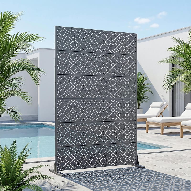 Palace Metal Privacy Screen Panel Free Standing - Dark Grey - 72*47