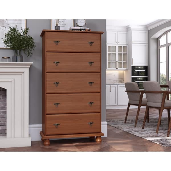 100% Solid Wood Traditioinal Kyle 5-jumbo Drawer Chest By Palace 