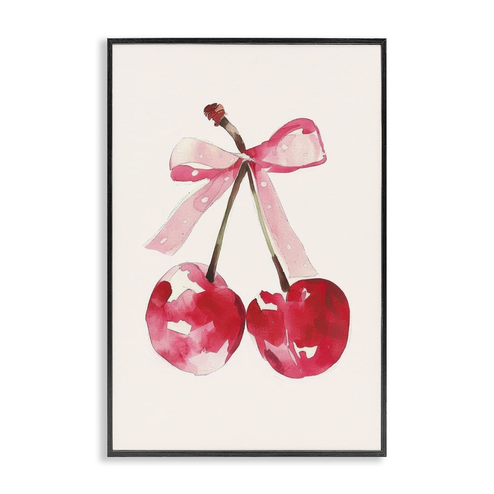 Stupell Mod Cherries Tied in Bow Framed Giclee Art Design By LSR Creative Studio