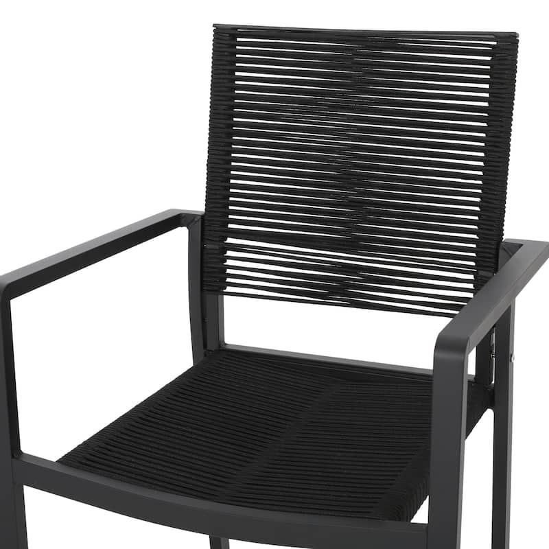 Lillian Outdoor Modern Aluminum Dining Chair with Rope Seat (Set of 2) by Christopher Knight Home
