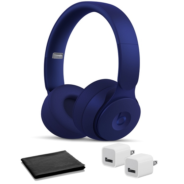 Beats Solo Pro Wireless Headphones - Dark Blue with USB Adapter Cubes. Opens flyout.