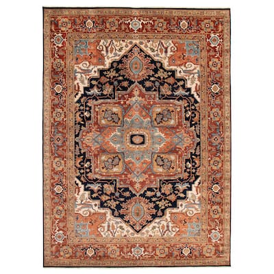 ECARPETGALLERY Hand-knotted Jules Sultane Dark Navy Wool Rug - 8'10 x 11'11