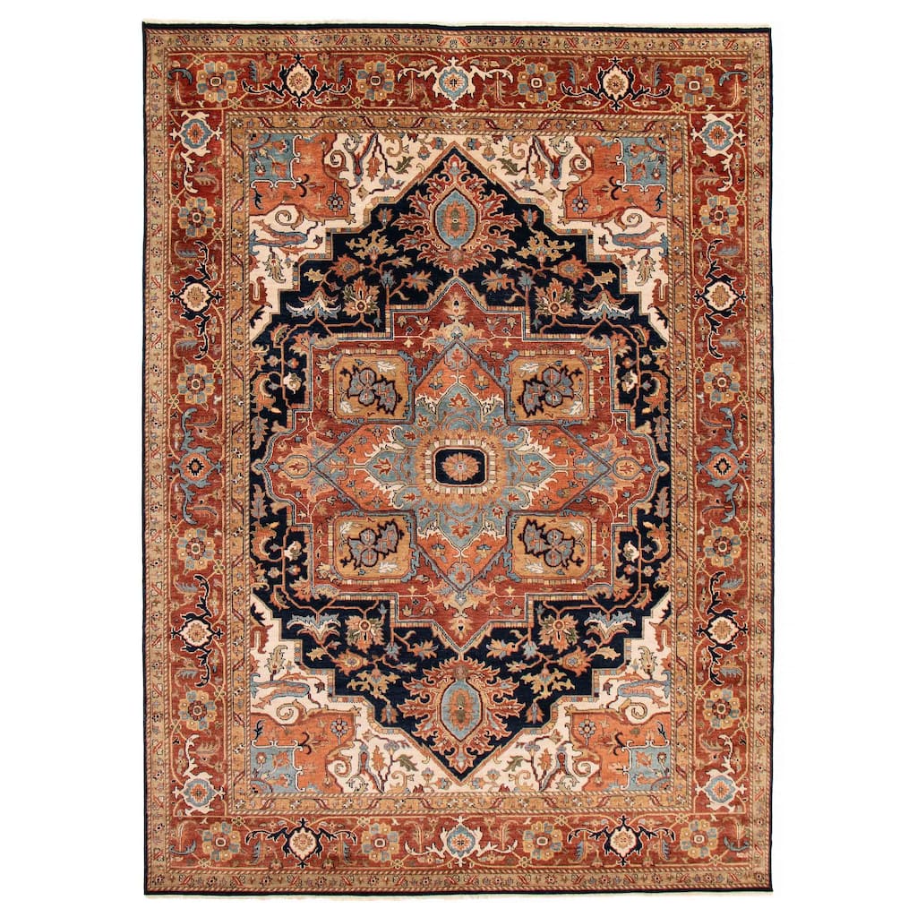 ECARPETGALLERY Hand-knotted Jules Sultane Dark Navy Wool Rug - 8'10 x 11'11